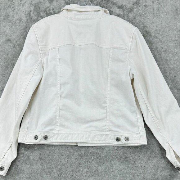 Talbots Jacket Large Denim Pockets Stretch Denim Pockets Casual Minimalist White - Picture 4 of 7